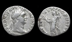 Domitian, Denarius, Minerva holding Spear & Thunderbolt reverse